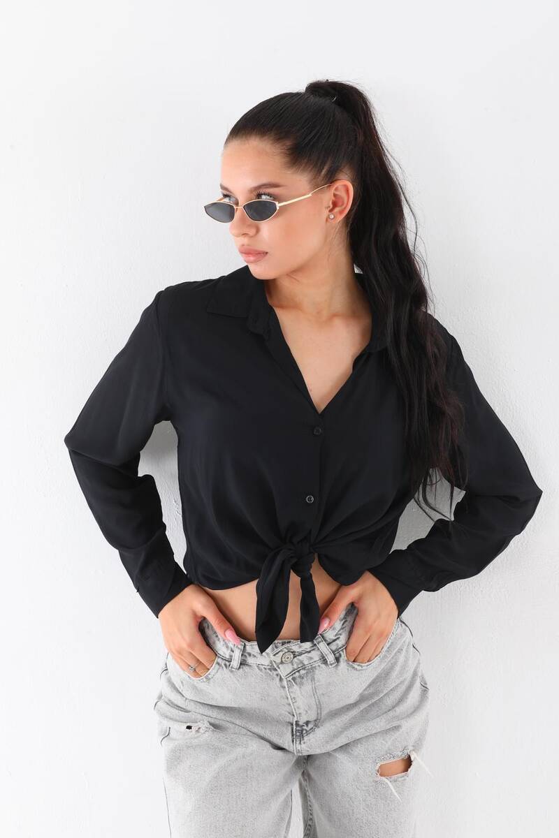 Bağlamalı Bordo Kadın Gömlek