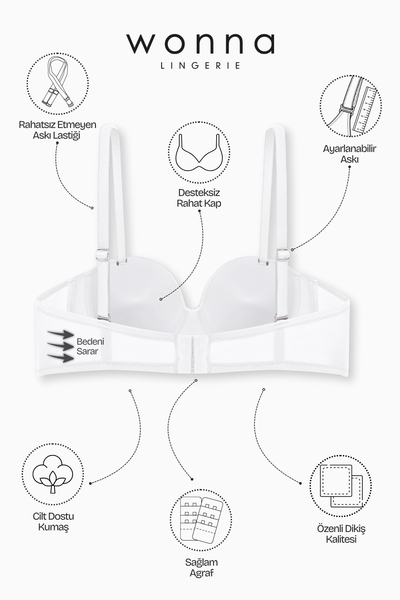 Beyaz Desteksiz Lotus Toparlayıcı Sutyen - Thumbnail