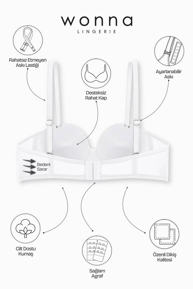 Beyaz Desteksiz Lotus Toparlayıcı Sutyen