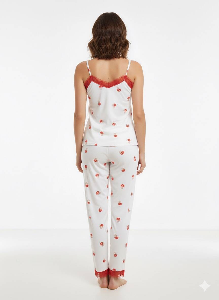 Beyaz İp Askılı Pijama Takım