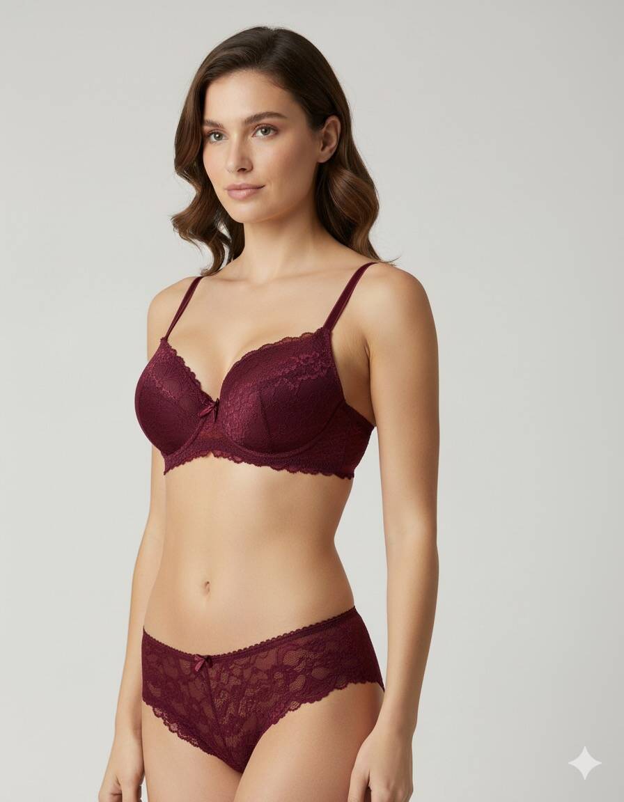 Bordo Destekli Sutyen Takım