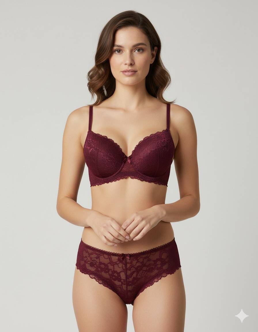 Bordo Destekli Sutyen Takım