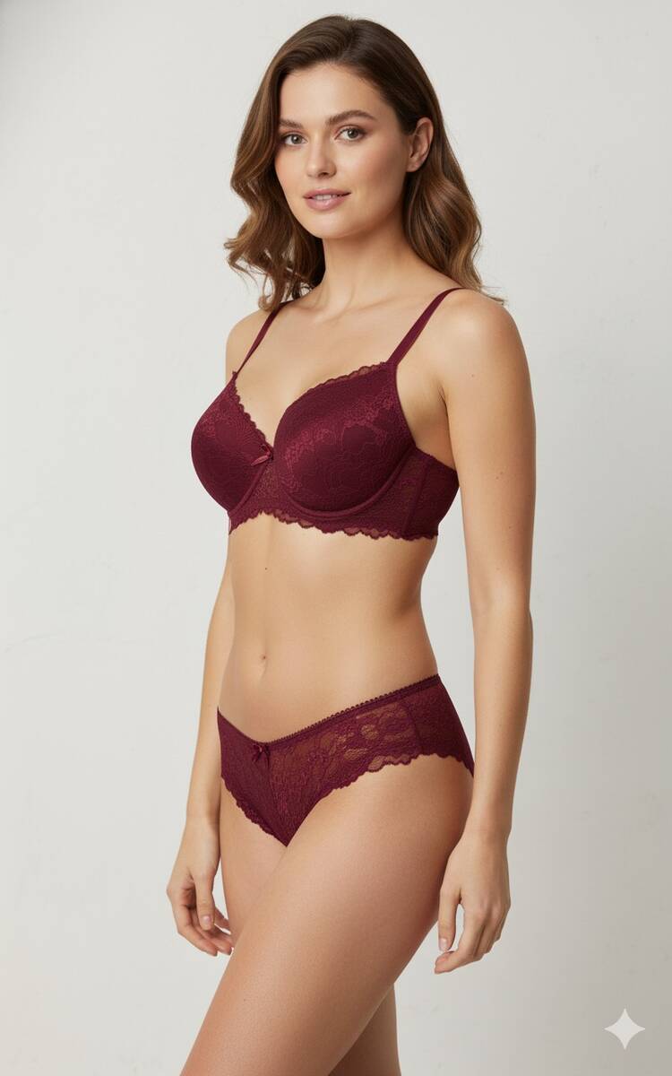 Bordo Destekli Sutyen Takım