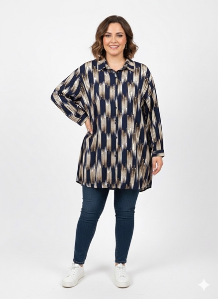  - Büyük Beden Desenli Gömlek