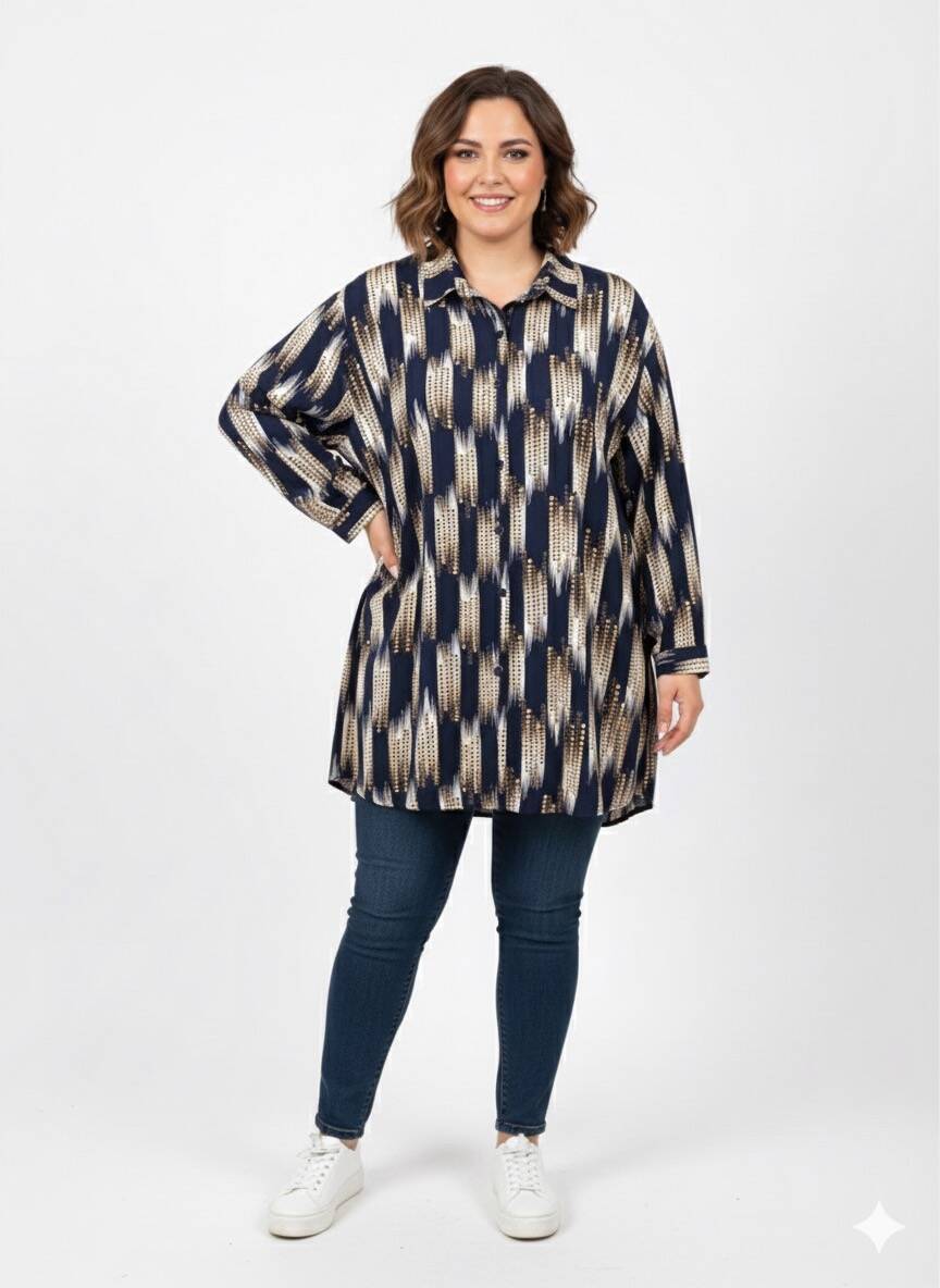 Büyük Beden Desenli Gömlek