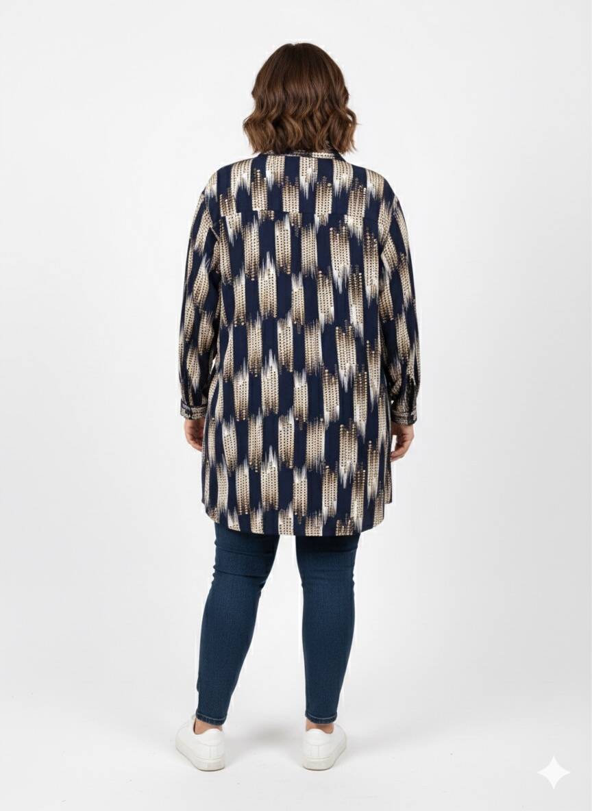 Büyük Beden Desenli Gömlek