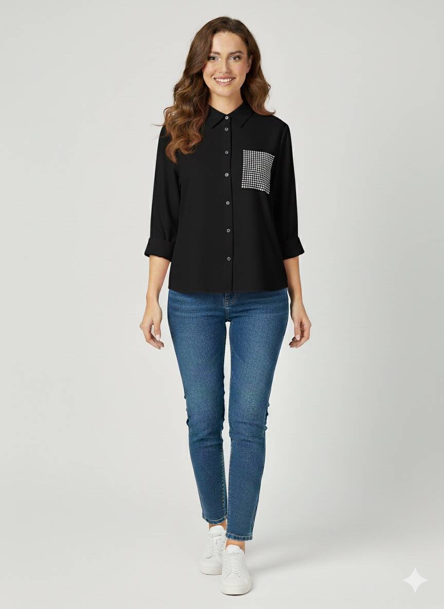 Cebi Taşlı Kadın Gömlek Cebi Taşlı Kadın Gömlek