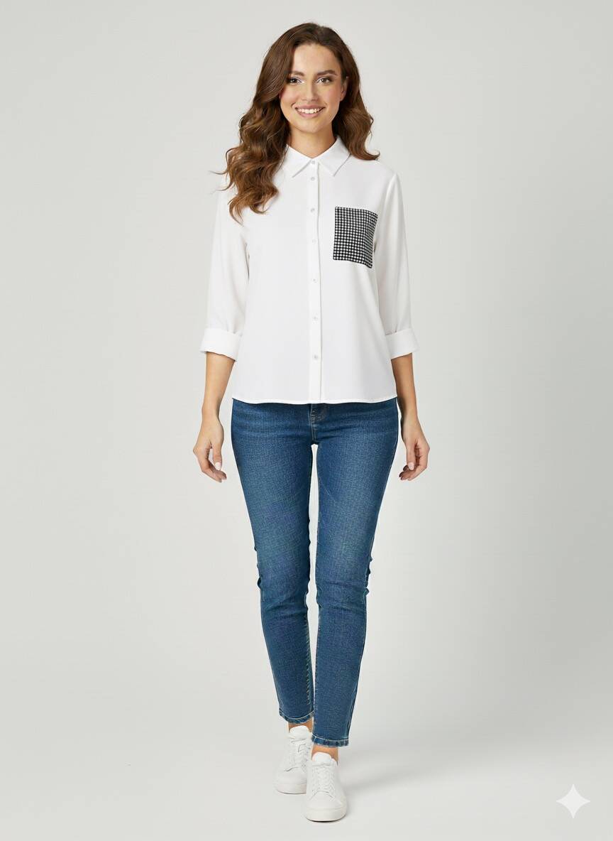 Cebi Taşlı Kadın Gömlek Cebi Taşlı Kadın Gömlek