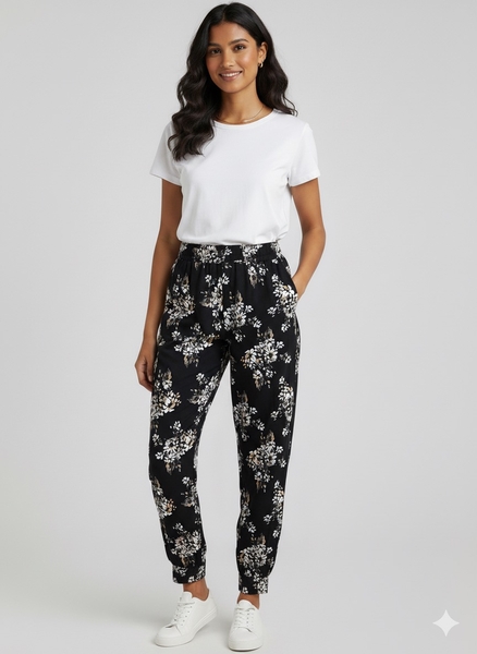  - Çiçek Desenli Cepli Eşofman