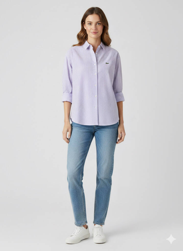 Çizgili Kısa Kadın Gömlek