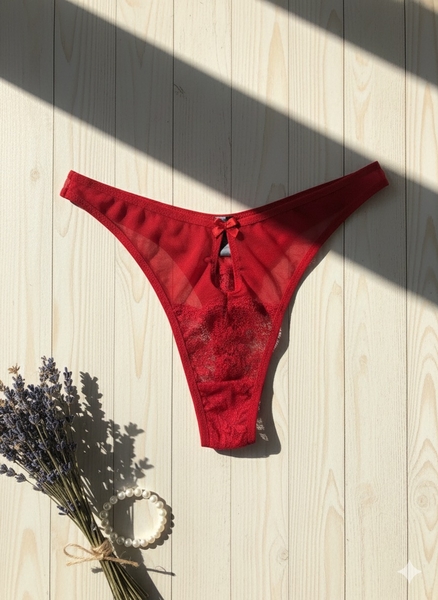  - Dantel Detaylı Tül Tanga