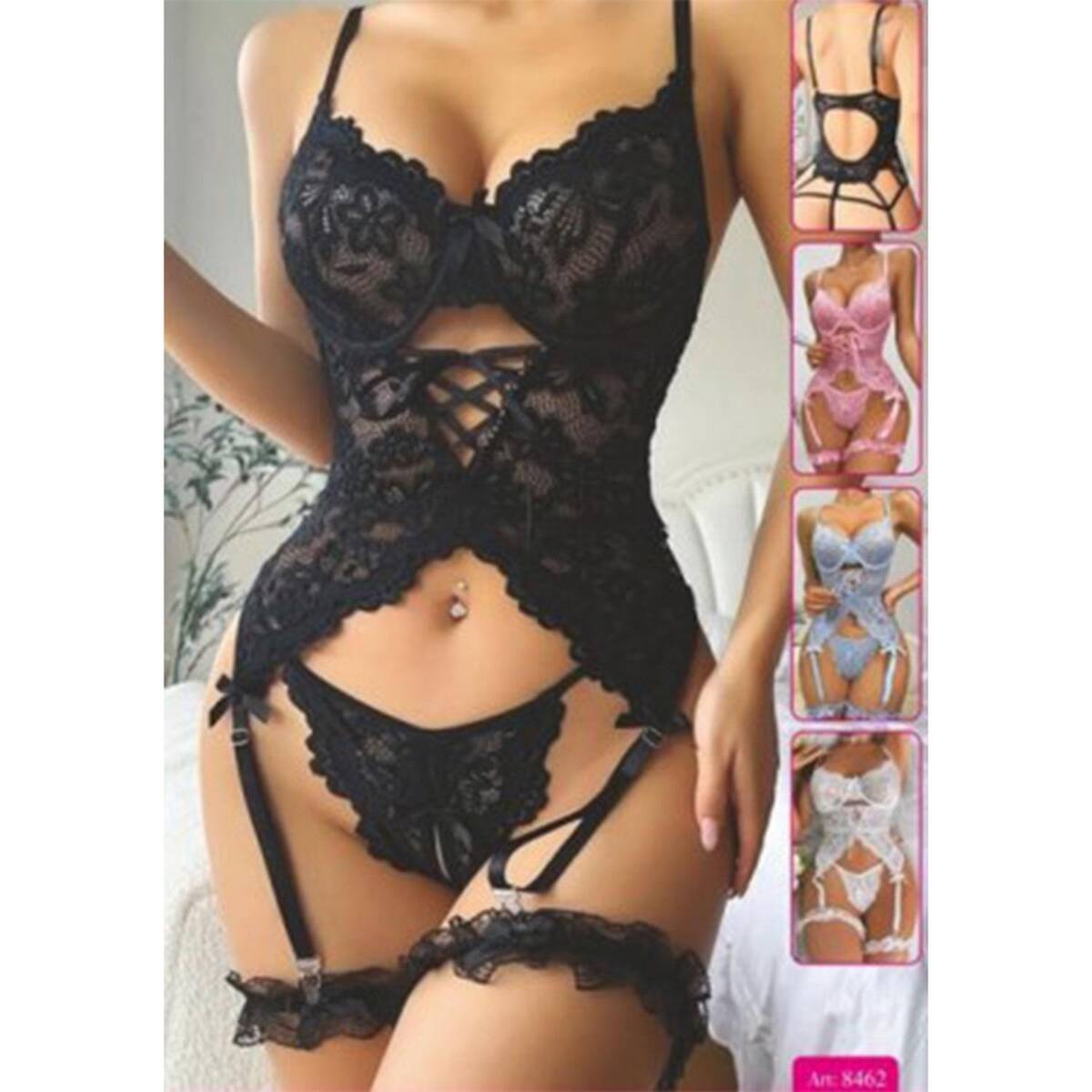 Siyah Dantel Jartiyer Takımı