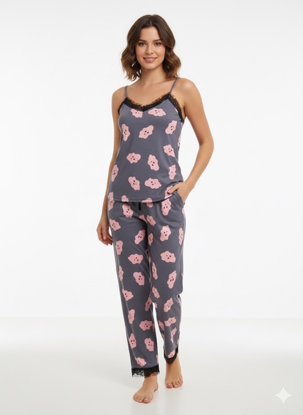  - Desenli Kadın Pijama Takım