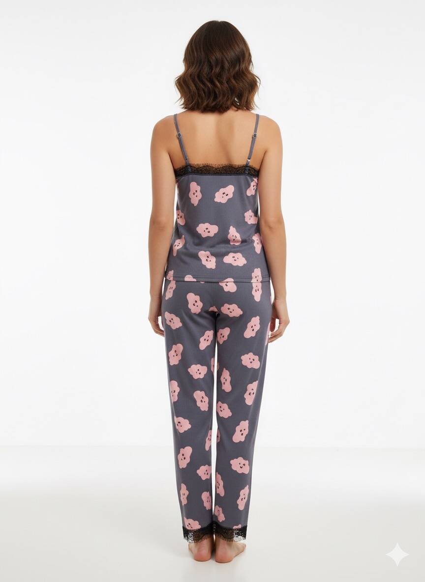 Desenli Kadın Pijama Takım