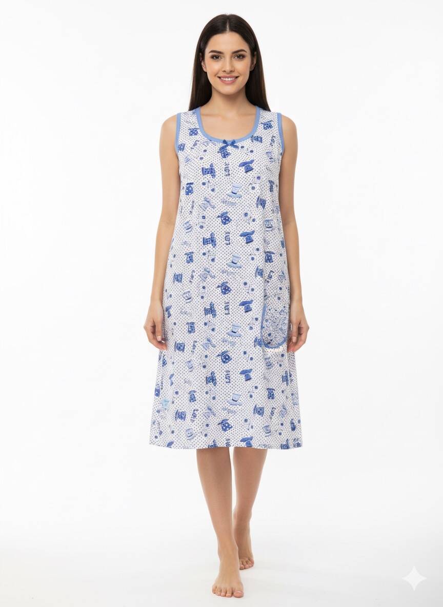 Desenli Penye Gecelik