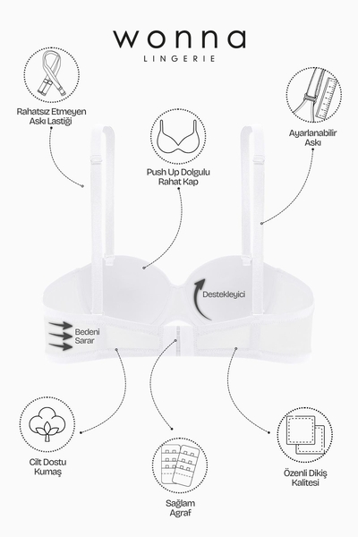 Ekru Destekli Straplez Sutyen - Thumbnail