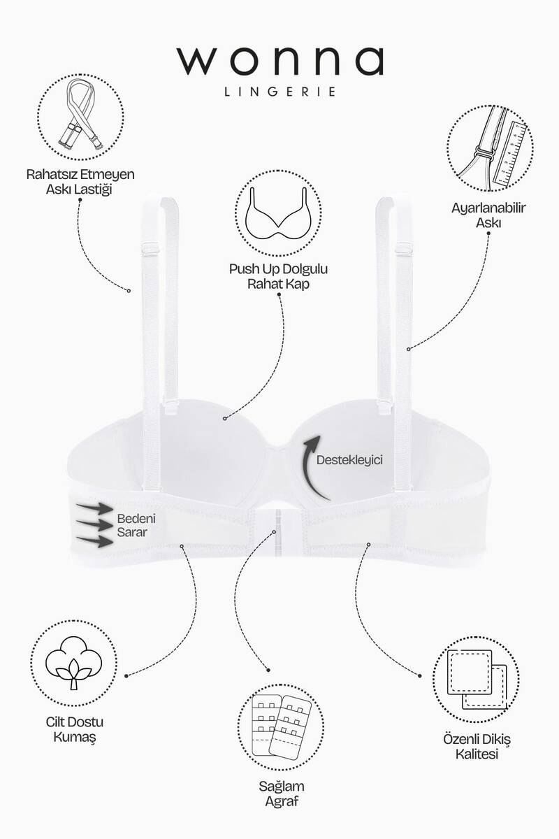 Ekru Destekli Straplez Sutyen