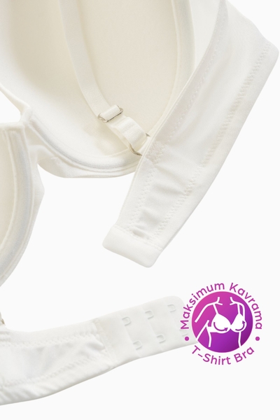 Ekru Desteksiz Parlak Sutyen - Thumbnail