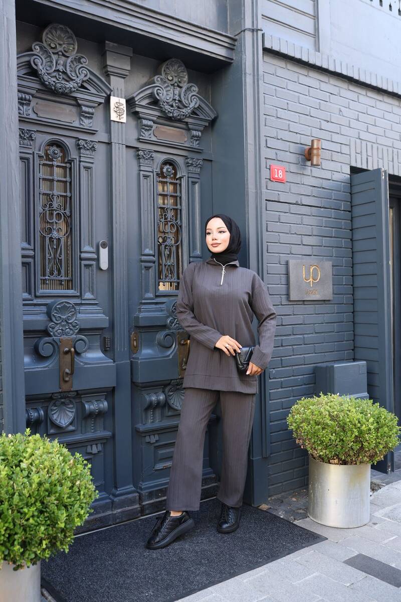 Fermuarlı Pantolon Takım