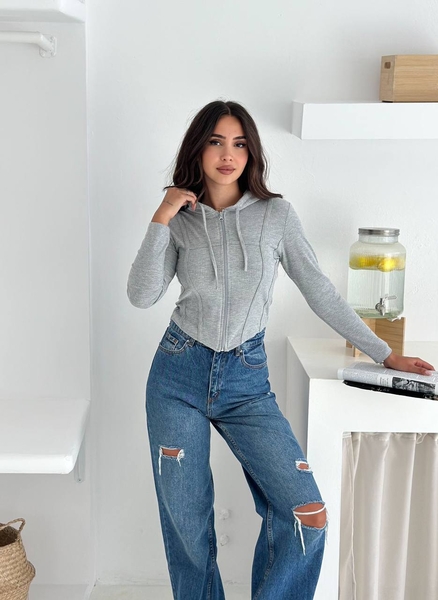 Gri Fermuarlı Sweet - Thumbnail