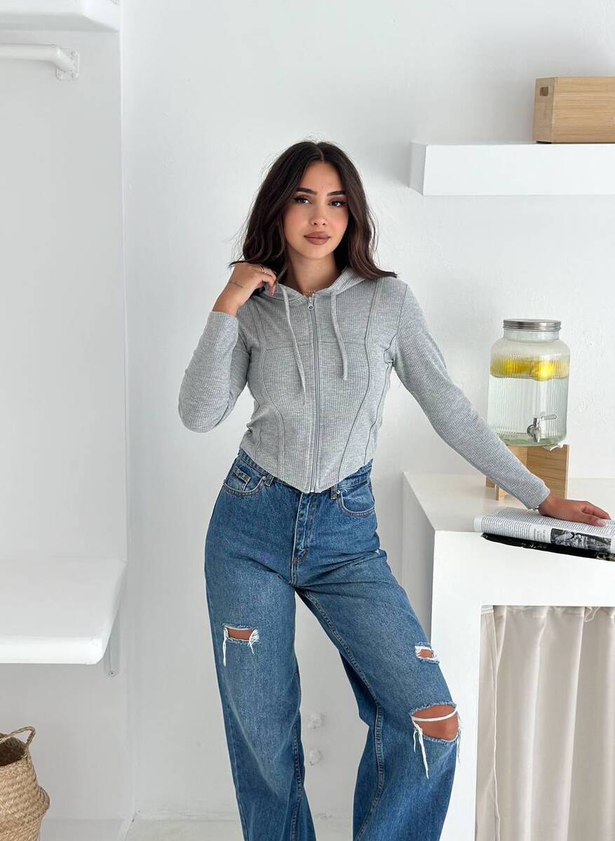 Gri Fermuarlı Sweet