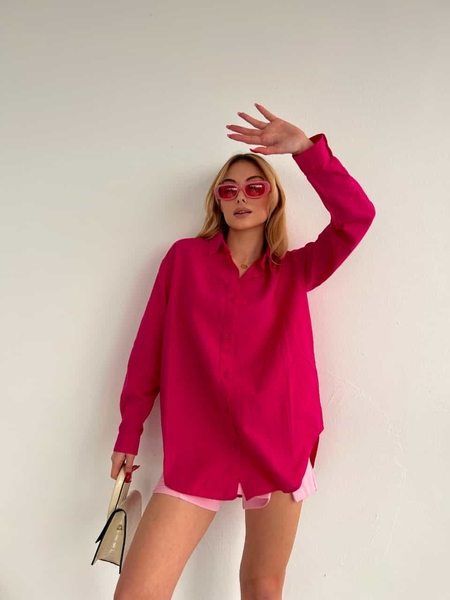  - Fuşya Keten Gömlek