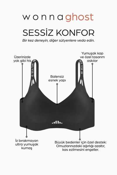 Ghost Desteksiz Dikişsiz Lazer Kesim Sutyen - Thumbnail