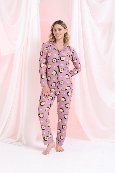  - Gömlek Yaka Düğmeli Pijama Takımı