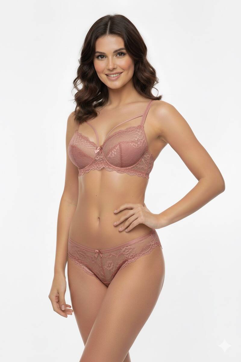 Gül Kurusu Desteksiz Sutyen Takım