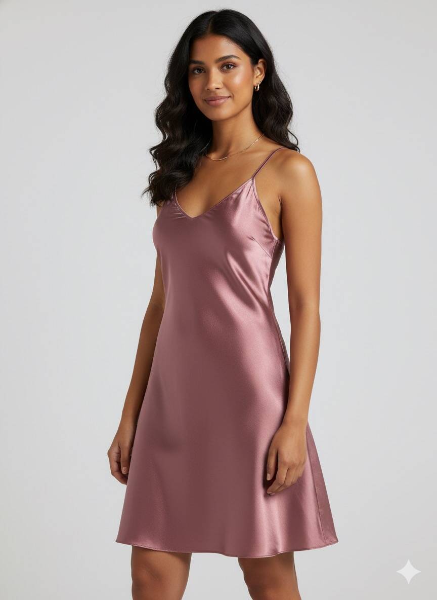 Gül Kurusu Saten Gecelik