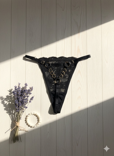  - Halka Detaylı Dantel Tanga