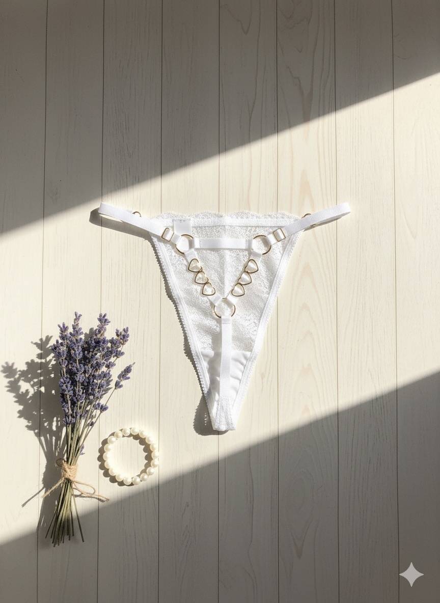 Halka Detaylı Dantel Tanga