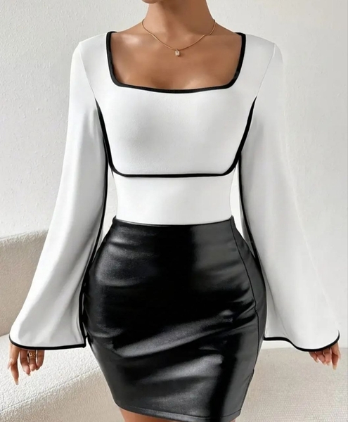 İspanyol Kol Beyaz Tişört - Thumbnail