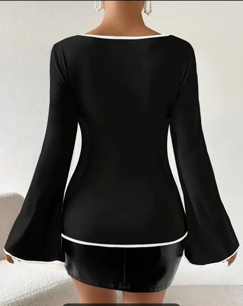 İspanyol Kol Siyah Tişört - Thumbnail