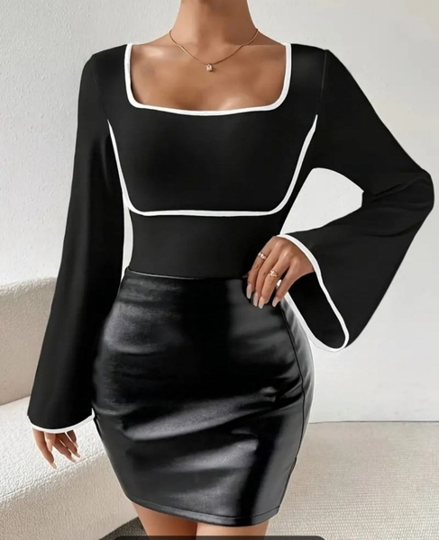 İspanyol Kol Siyah Tişört - Thumbnail