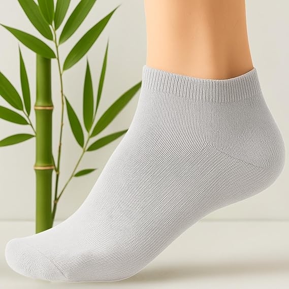 Kadın Bambu Kısa Gri Soket Çorap - Thumbnail