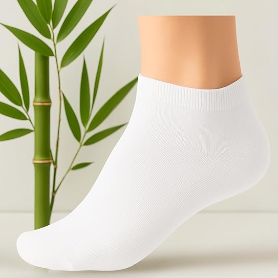 Kadın Bambu Kısa Beyaz Soket Çorap - Thumbnail