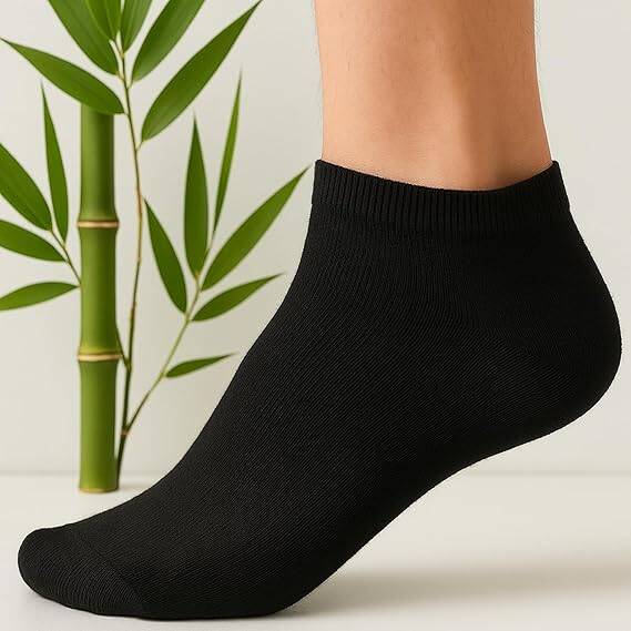 Kadın Bambu Kısa Siyah Soket Çorap 