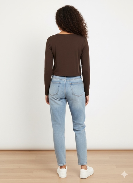 Kahverengi Uzun Kol Tişört - Thumbnail