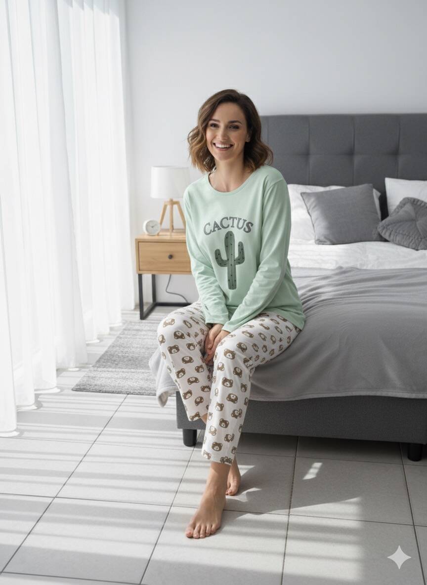 Kaktüs Baskılı Kadın Pijama Takım