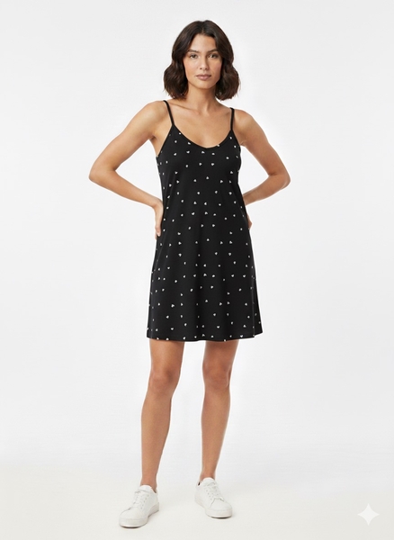  - Kalp Desenli Penye Gecelik