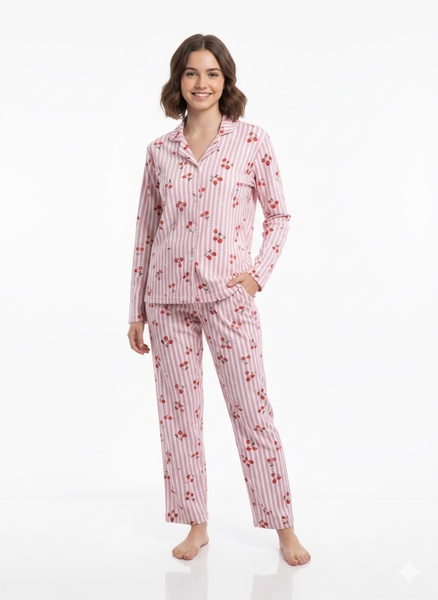  - Kiraz Desenli Çocuk Pijama Takım