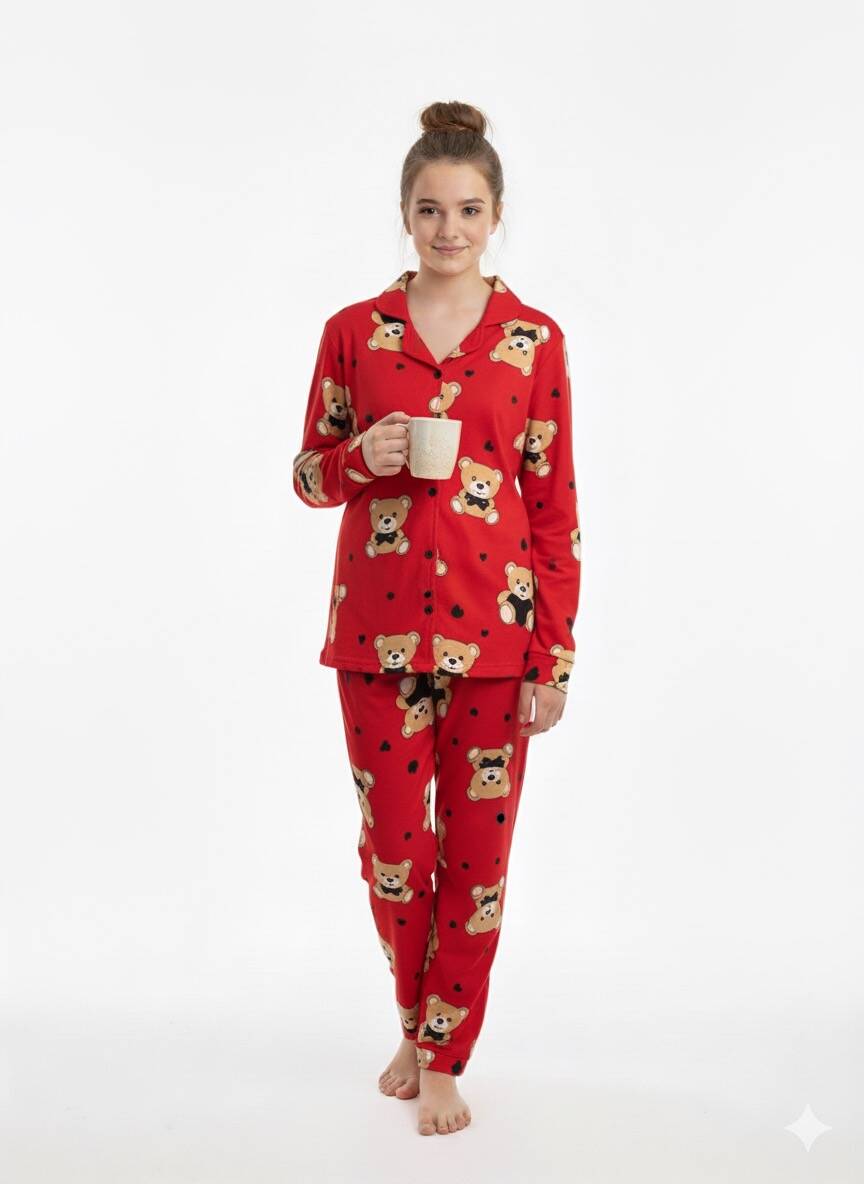 Kırmızı Çocuk Pijama Takım