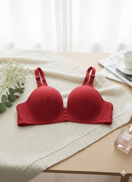  - Kırmızı Düğme Detaylı Telsiz Desteksiz Toparlayıcı Sutyen