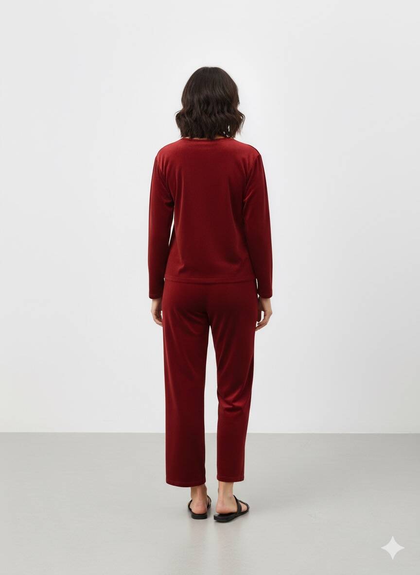 Kırmızı Kadife Pijama Takım