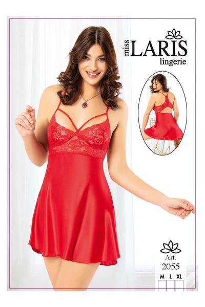  - Kırmızı Saten Gecelik