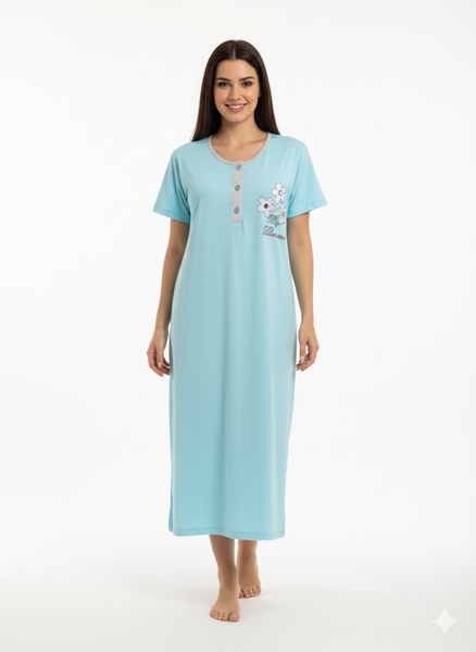  - Kısa Kol Penye Gecelik Geniş Kalıp