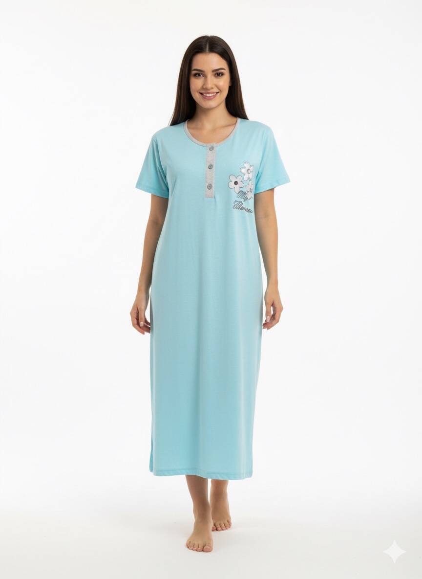 Kısa Kol Penye Gecelik Geniş Kalıp