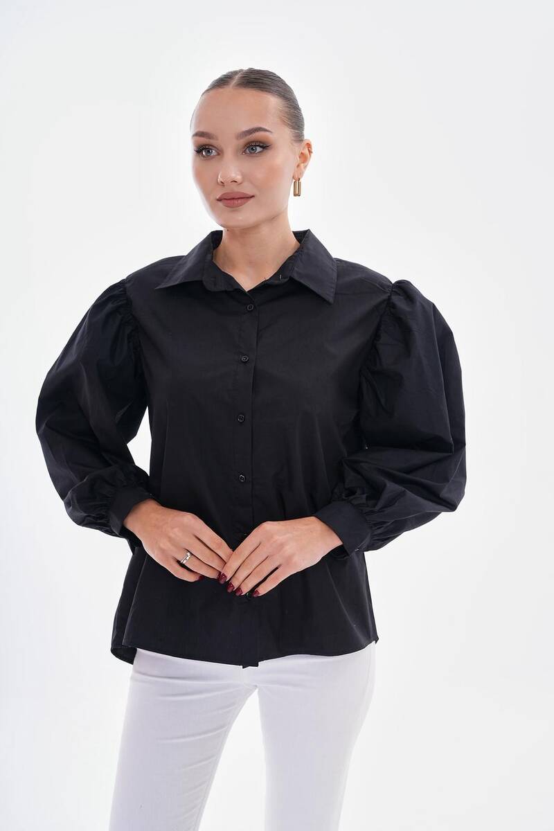Kolu Büzgülü Kadın Gömlek Kolu Büzgülü Kadın Gömlek