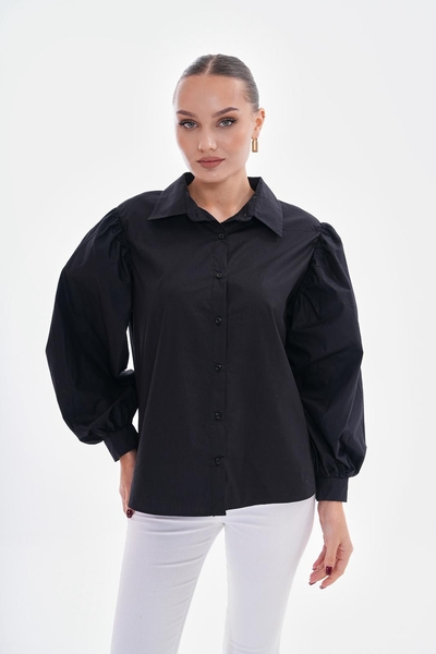 Kolu Büzgülü Kadın Gömlek - Thumbnail